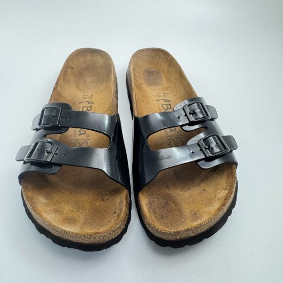 Betula by Birkenstock Ibiza Two Strap Black Patent Sandal Size 40 /9 #comfort - Picture 1 of 7